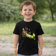 Dětské tričko černé Ferda Mravenec s Beruškou v kočáře