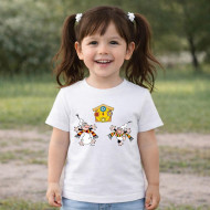 Dětské tričko bílé Křemílek a Vochomůrka radost u hodin