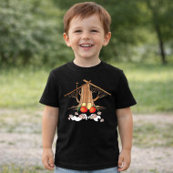 Dětské tričko černé Křemílek a Vochomůrka chaloupka