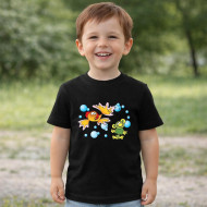 Dětské tričko černé Rákosníček a ryba