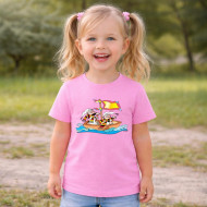 Dětské tričko růžové Křemílek a Vochomůrka loďka