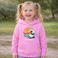 Dětská mikina růžová Mořská vlna Dive Deep bílý text