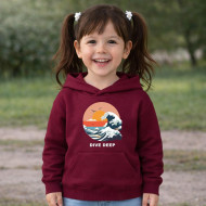 Dětská mikina granátová Mořská vlna Dive Deep bílý text