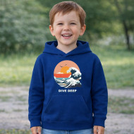 Dětská mikina modrá Mořská vlna Dive Deep bílý text