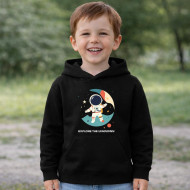 Dětská mikina černá Astronaut Explore the Unknown bílý text