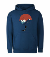 Mikina unisex tm. modrá Cyklista v horách