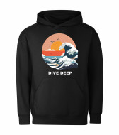 Mikina unisex černá Mořská vlna Dive Deep bílý text