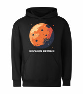 Mikina unisex černá Mars Explore Beyond bílý text