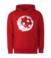 Mikina unisex červená Florbalový míček bílý