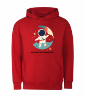 Mikina unisex červená Astronaut Explore the Unknown černý text