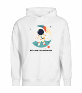 Mikina unisex bílá Astronaut Explore the Unknown černý text