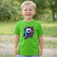 Dětské tričko zelené Kopací míč fialový a váš text