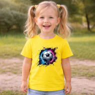 Dětské tričko žluté Kopací míč fialový