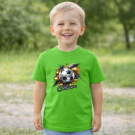 Dětské tričko zelené Kopací míč zlatý a váš text