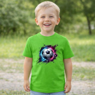 Dětské tričko zelené Kopací míč fialový