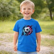 Dětské tričko modré Kopací míč fialový