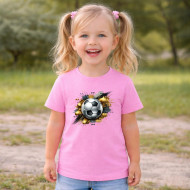 Dětské tričko růžové Kopací míč zlatý