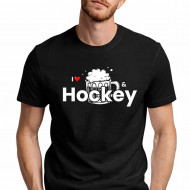 Tričko unisex černé I love pivo a hokej