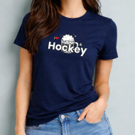 Tričko tmavě modré dámské I love pivo a hokej