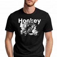 Tričko unisex černé hokejista černobílý a text Hockey