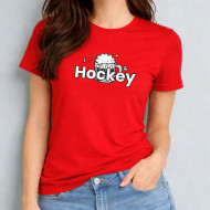Tričko červené dámské I love pivo a hokej
