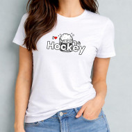 Tričko bílé dámské I love pivo a hokej