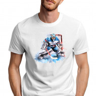 Tričko unisex bílé hokejový brankář