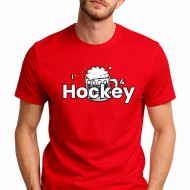 Tričko unisex červené I love pivo a hokej