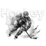 Nažehlovačka Hokejista černobílý text Hockey