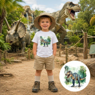 Dětské tričko bílé T-Rex v lese