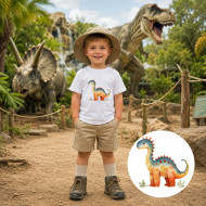Dětské tričko bílé Akvarelový Brontosaurus