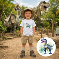 Dětské tričko bílé Akvarelový T-Rex