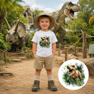 Dětské tričko bílé Řvoucí T-Rex v džungli