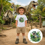 Dětské tričko bílé T-Rex v džungli