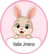 Nažehlovačka Králíček se jménem k označení oblečení