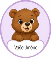 Nažehlovačka Medvídek se jménem k označení oblečení